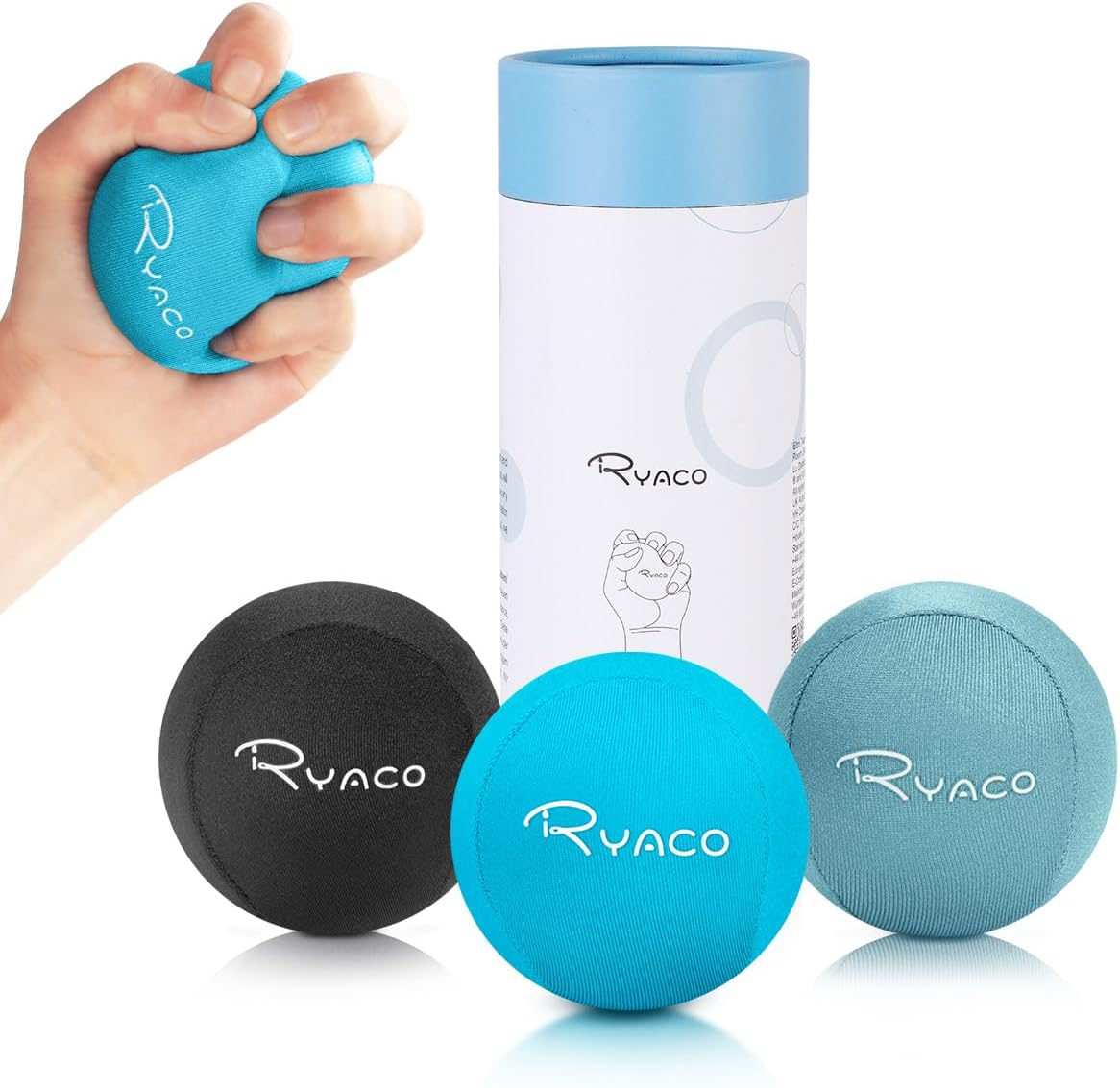 Ryaco Stress Balls for Adults, Balls for Hand Therapy, Relief Anxiety Stress Ball, Physical Therapy Fidget Stress Ball, Hand Exercise Ball for Grip Strength, Tri-Density Stress Balls