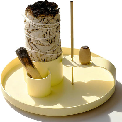 4 in 1 Incense Holder, Sage Burner Holder, Palo Santo Holder Burner, 5.47" Ash Catch Tray, Smudge Stick Holder with Handle for Incense Sticks Incense Cone, Yoga Meditation and Room Decor