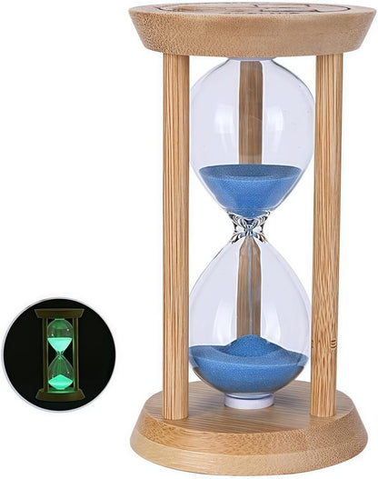Mini Wooden Sand Timers,100% Bamboo Hourglass Sand Timers 1Min Sandglass Timer for Toothbrush Timer Games Classroom Home Office Cooking(Blue+1Min)