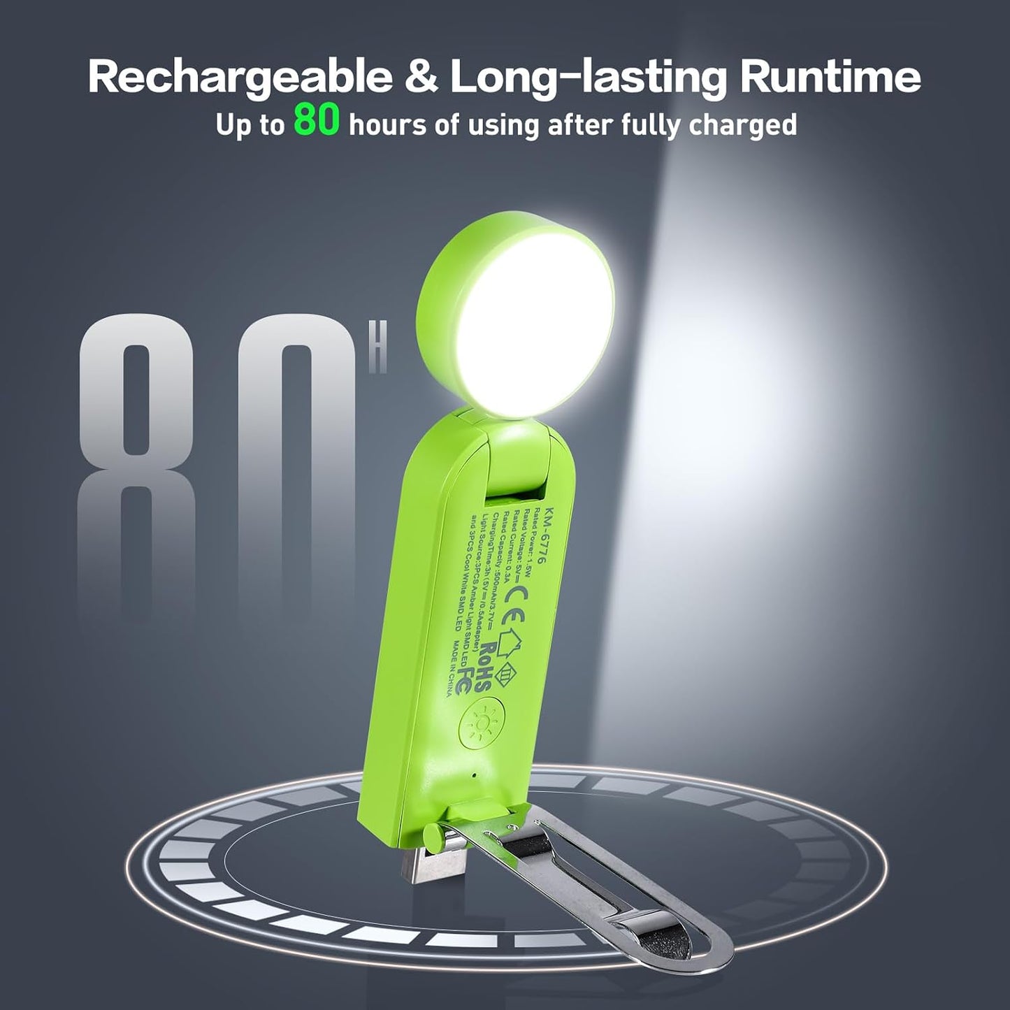 VAVOFO USB Rechargeable Book Light, Blue Light Blocking, Amber Clip-On Bookmark Shaped Reading Light, Eye Care 6 LEDs With 9 Lighting Modes for Bookworms (Grey)