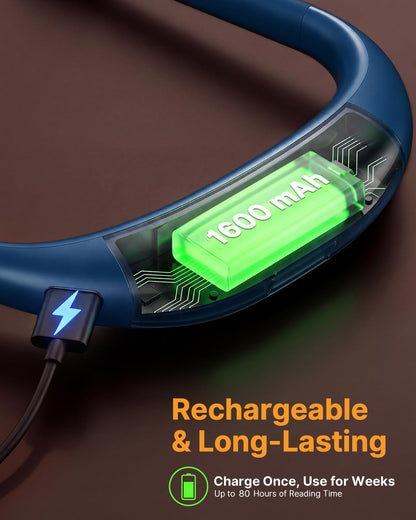 Reading Light, Rechargeable Neck Light, Stepless Dimming Book Light