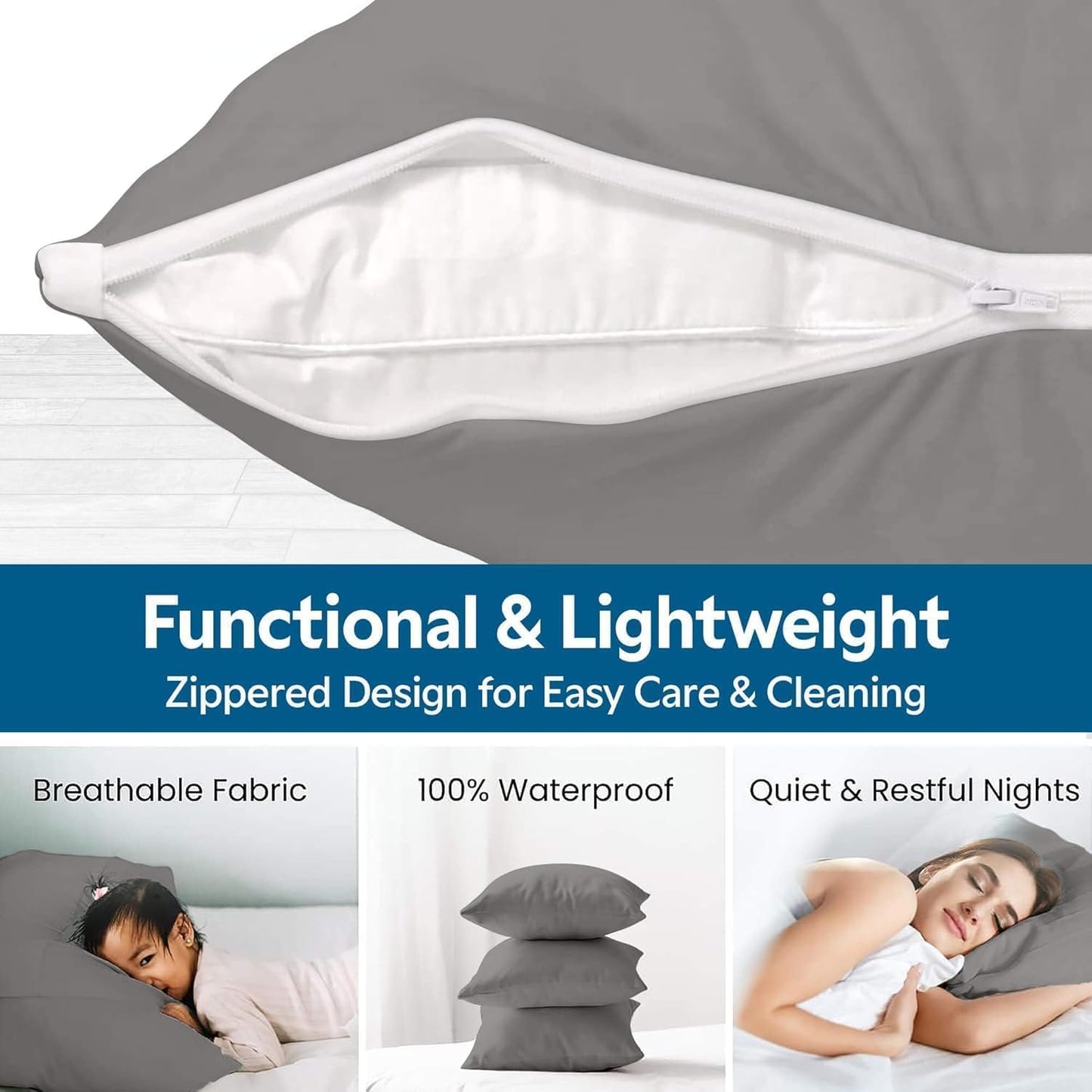 Guardmax Jersey Knitted Pillow Protector with Zipper Standard Size - 4 Pack -100% Waterproof, Bed Bug Proof, Dust Mite Proof, & Hypoallergenic Pillow Covers - Premium Zippered Pillow Cases. (20 X 26)
