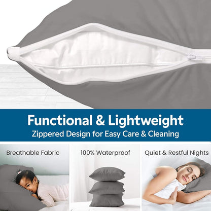 Guardmax Jersey Knitted Pillow Protector with Zipper Standard Size - 4 Pack -100% Waterproof, Bed Bug Proof, Dust Mite Proof, & Hypoallergenic Pillow Covers - Premium Zippered Pillow Cases. (20 X 26)