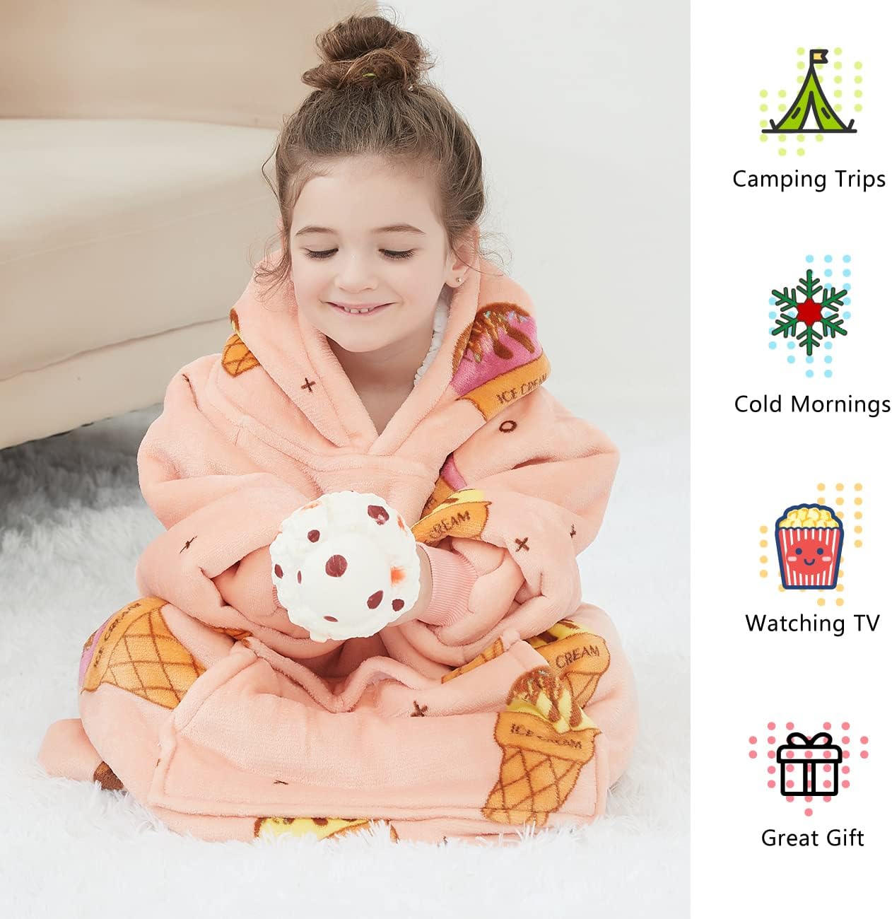KFUBUO Wearable Blanket Hoodie for Adults Sherpa All Patterns Cat Oversized Sweatshirt Blanket with Pockets for Women