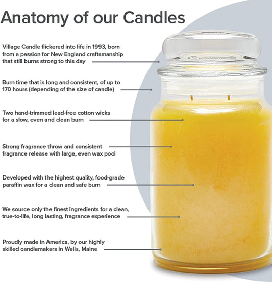 Village Candle Beachside Large Glass Apothecary Jar Scented Candle, 21.25 oz, Light Blue