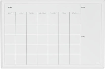 U Brands Magnetic Dry Erase Calendar White Board, 30" x 20", White Wood Style Frame, Includes Magnets