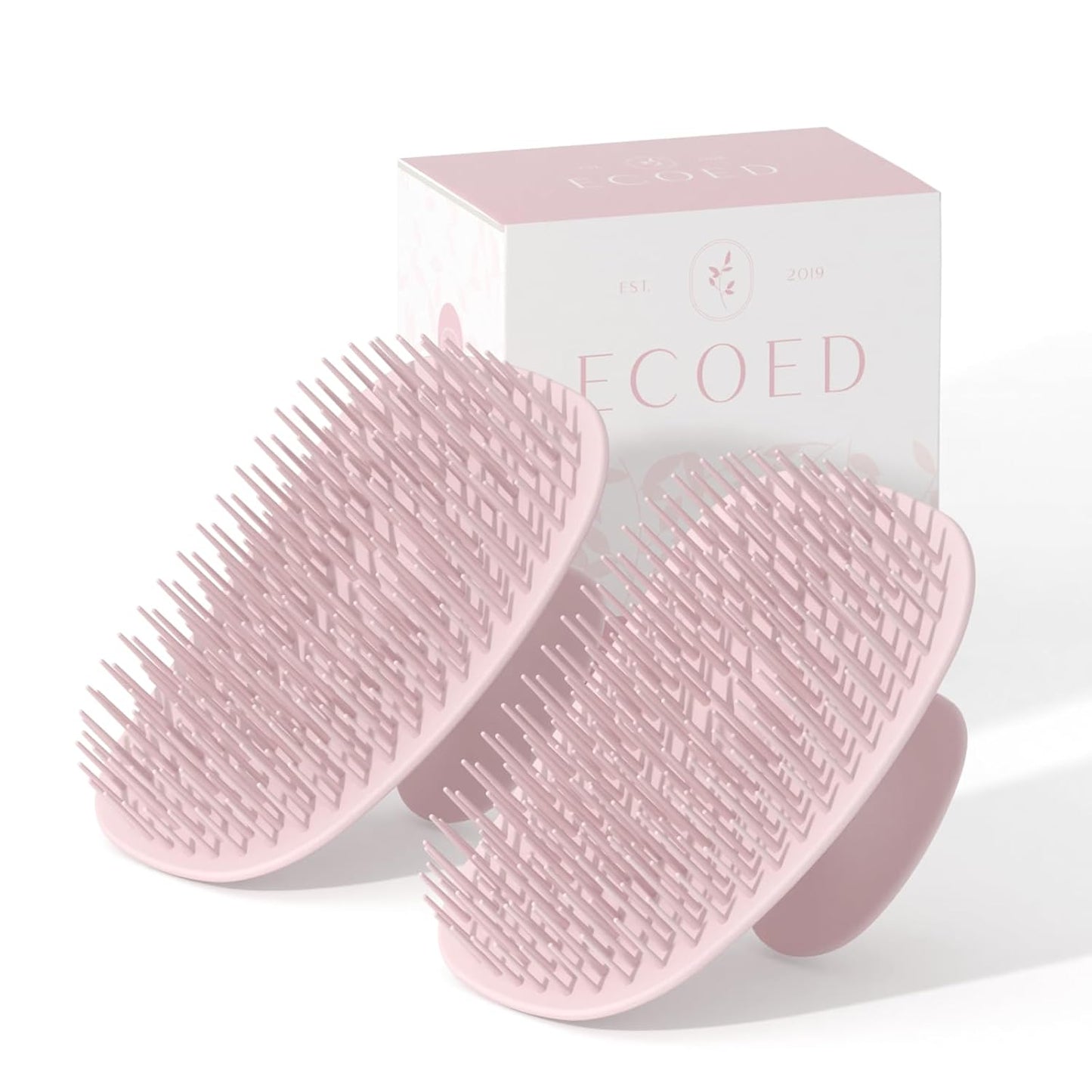 Ecoed 2 PC Scalp Massager Shampoo Brush, Scalp Scrubber & Exfoliator for Dandruff Removal, Wet & Dry Hair and Detangler for Men and Women, Suitable for Short Medium Hair (Natural)