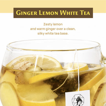Chayan Organic White Tea Bags, Ginger with Natural Lemon Flavor,20 Count