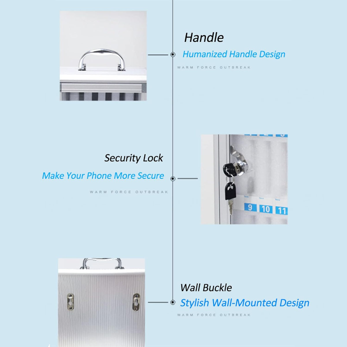Cell Phone Charging Stations Phone Storage Cabinet Phone Storage Locker 24,36, 48, 60 Position Cell Phone Storage Box Pocket Chart Storage Locker Box With A Security Lock Can Be Carried (12slots )