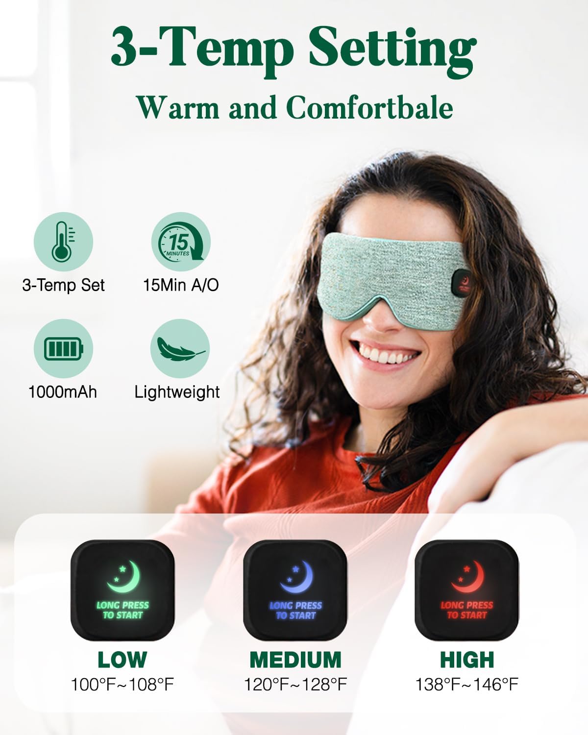 YoanYouth Heated Eye Mask for Dry Eyes, FSA Eligible HSA, Cordless Warm Compress for Eyes, Light Blocking Eye Heating Pad, Styes, Sleep, Cover Washable, Rechargeable, Light Blue