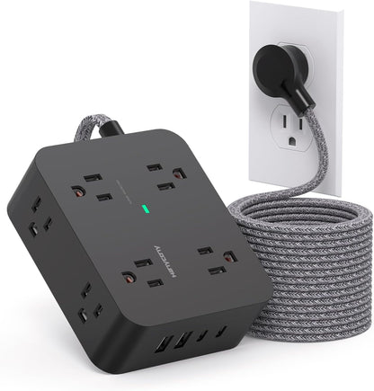 HANYCONY Surge Protector Power Strip, 1080J, 5 Ft Braided Extension Cord