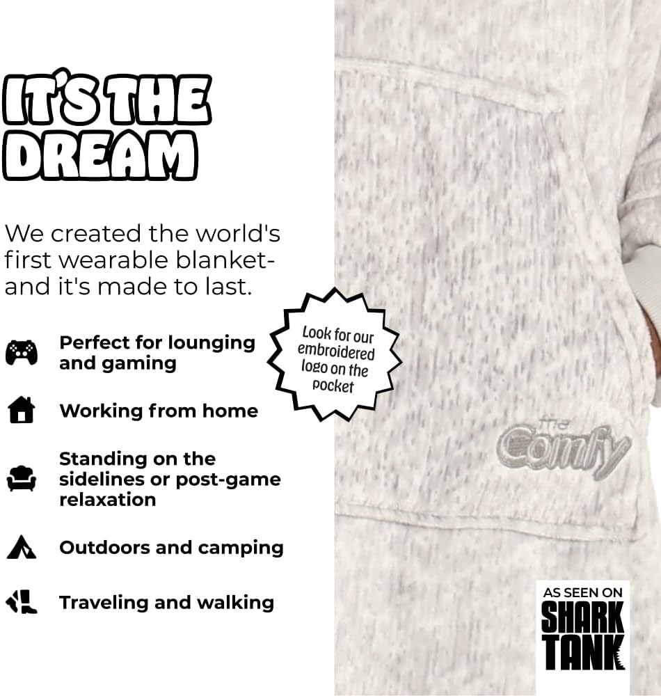 THE COMFY Dream | From Shark Tank | Patented | No Sherpa | Light Wearable Blanket Hoodie | Gift for Women & Men | One Size