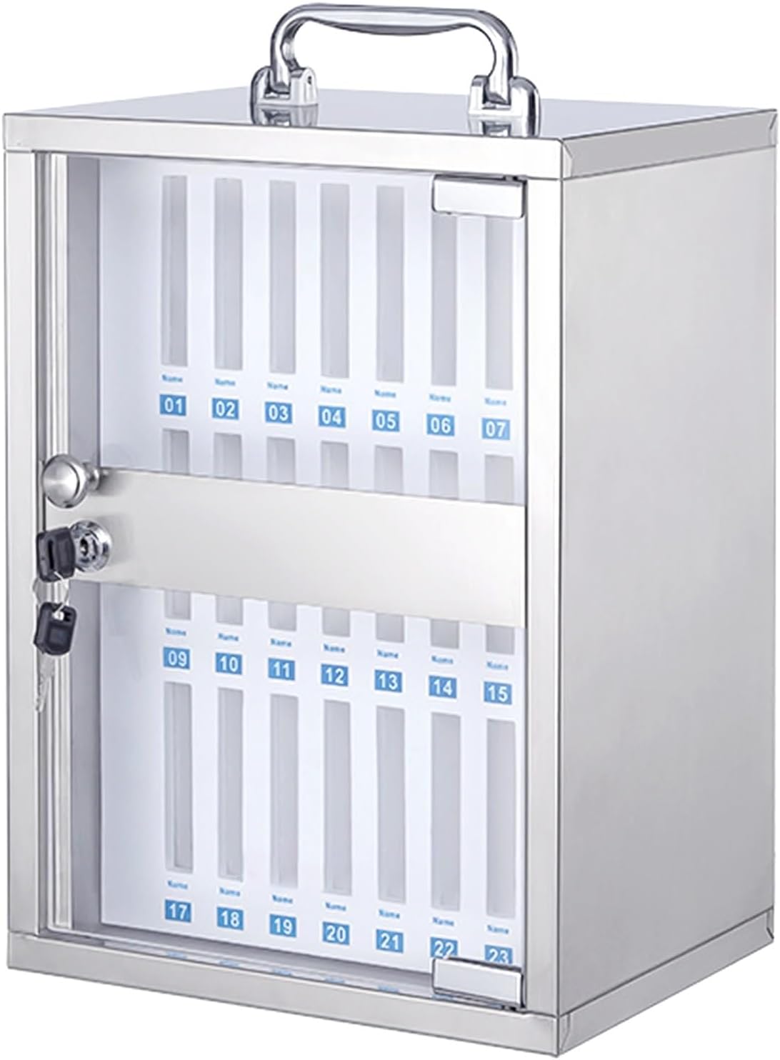 48-Slot Wall-Mounted Phone Storage Box,Lockable Nizer for Mobile Devices,Multi-Slot Charging Station,Silver,Perfect for Home & Office Use,Silver,36Slots