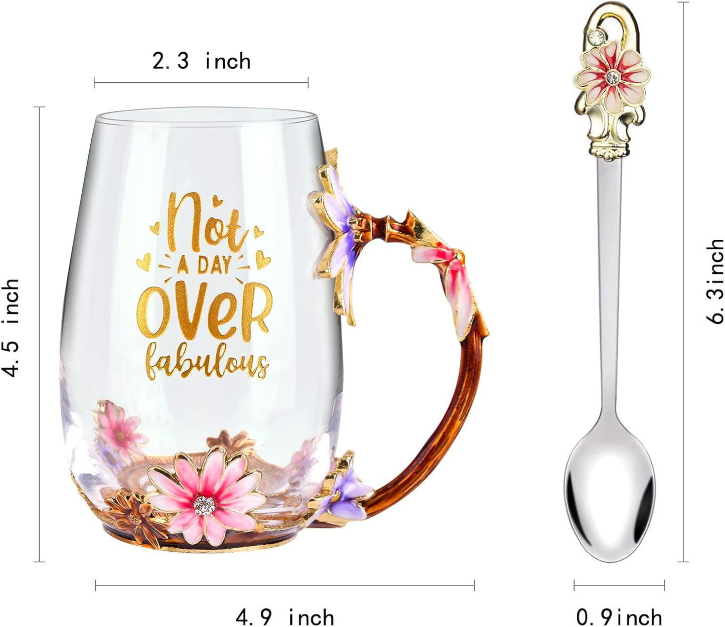 Enamel Glass Flower Tea Pot With Removable Loose Tea Leaf Infuser Tea Maker Teapot Set 30.4OZ Gifts for Women,Mom,Birthday