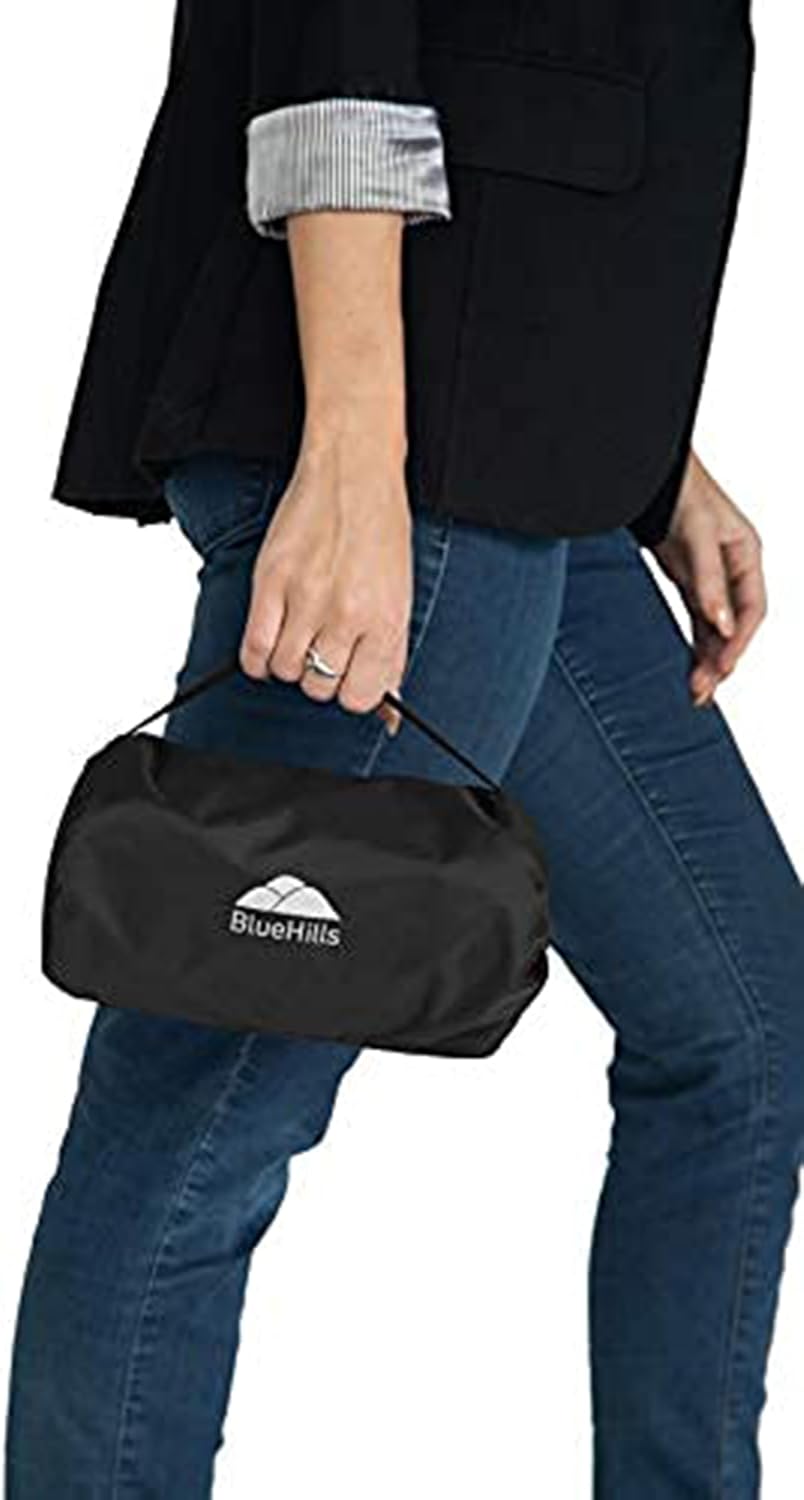 BlueHills Travel Blanket Pillow Compact Lightweight Pocket Size Airplane Traveling Essential Flight Trip Throw in Bag Portable Case Plane Accessory Gray L01