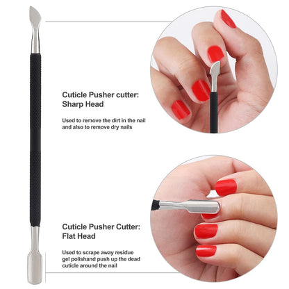 YINYIN Cuticle Trimmer with Cuticle Pusher and Cutter, Professional Stainless Steel Nippers, Cutter Clippers, Cuticle Remover, Pedicure Manicure Tools for Fingernails and Toenails, Sliver