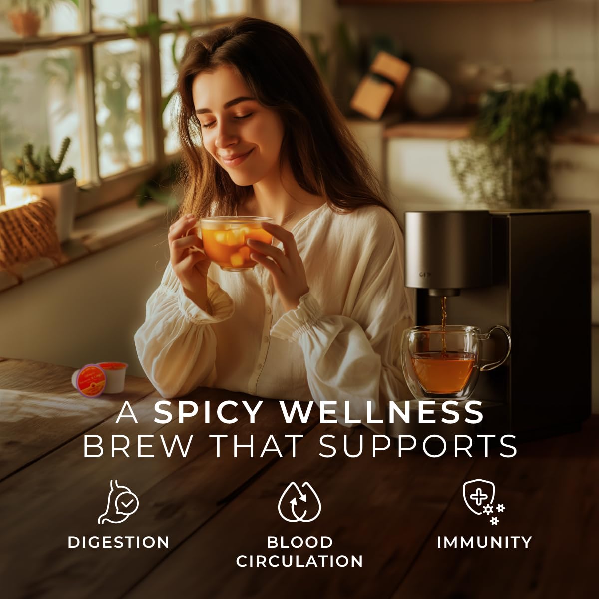 Turmeric Ginger Tea Pod 16 Count - 100% Natural Caffeine Free Herbal Tea
