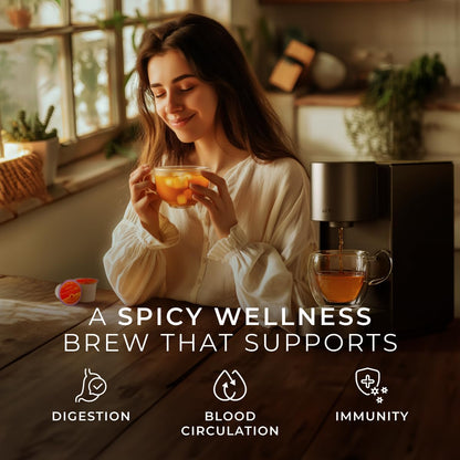 Turmeric Ginger Tea Pod 16 Count - 100% Natural Caffeine Free Herbal Tea