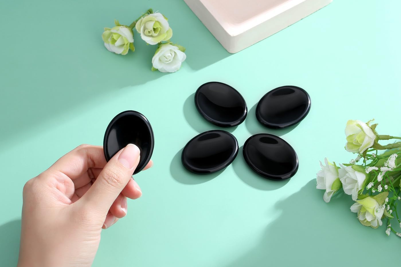 Worry Stone Crystals and Healing Stones Anxiety Fidgets Natural Meditation Accessories 7 Chakra Thumb Sensory Mental Health Depression Stress Anxiety Relief Items Mother's Day Gifts for Women