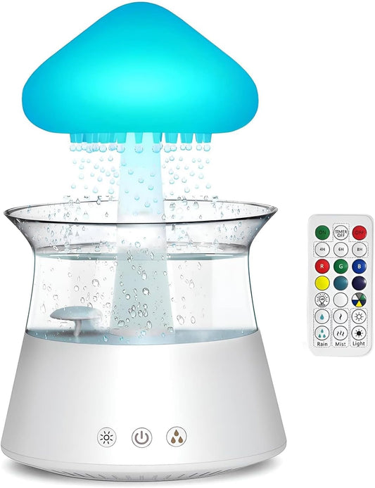 Rain Cloud Mushroom Humidifier Lamp – Soothing Waterfall Night Light with Rain Sounds, Sleep Aid & Relaxation Desk Lamp, Ideal Gift for Kids, Men, Women – Perfect for Birthday, Holiday