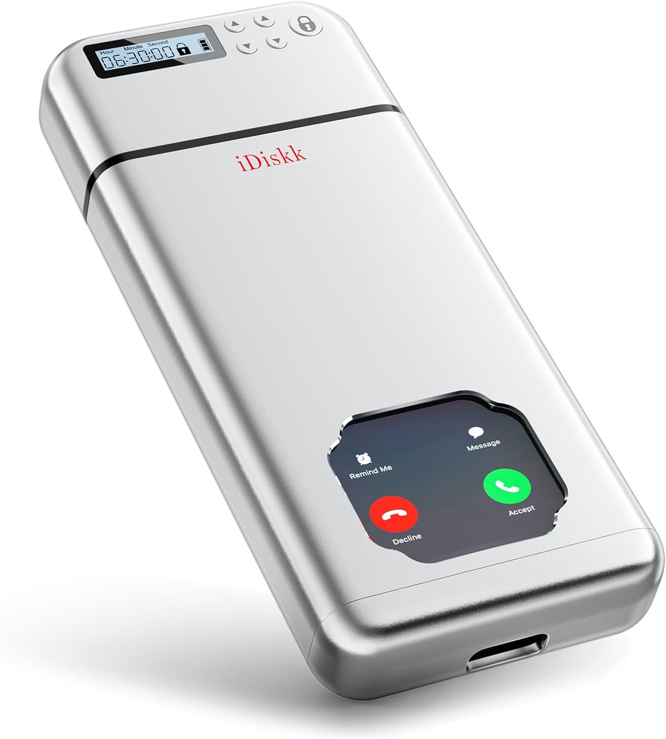 iDiskk Silver Metal Timed Phone Lock Box, Self-Control Timer Locker