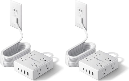 SUPERDANNY Extension Cord,Flat Plug Surge Protector Power Strip,10Ft
