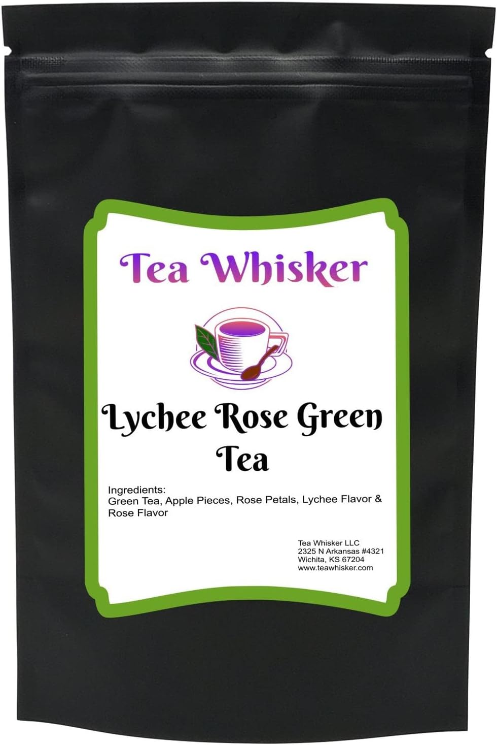 Tea Whisker Lychee Rose Green Tea, Fruity Floral Loose Leaf Tea, 4 Ounce