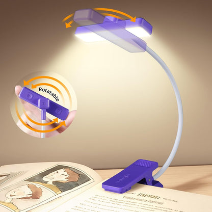 VAVOFO 24 LEDs Rotatable Book Light, Rechargeable Clip Reading Lamp