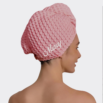Luxury Organic Japanese Cotton Hair Drying Waffle Towel Wrap for Women | Absorbent, Quick-Dry Head Turban for Shower, Sauna, Spa | Extra Large for Long, Curly, Straight Hair With Button (White, 1 Pc)
