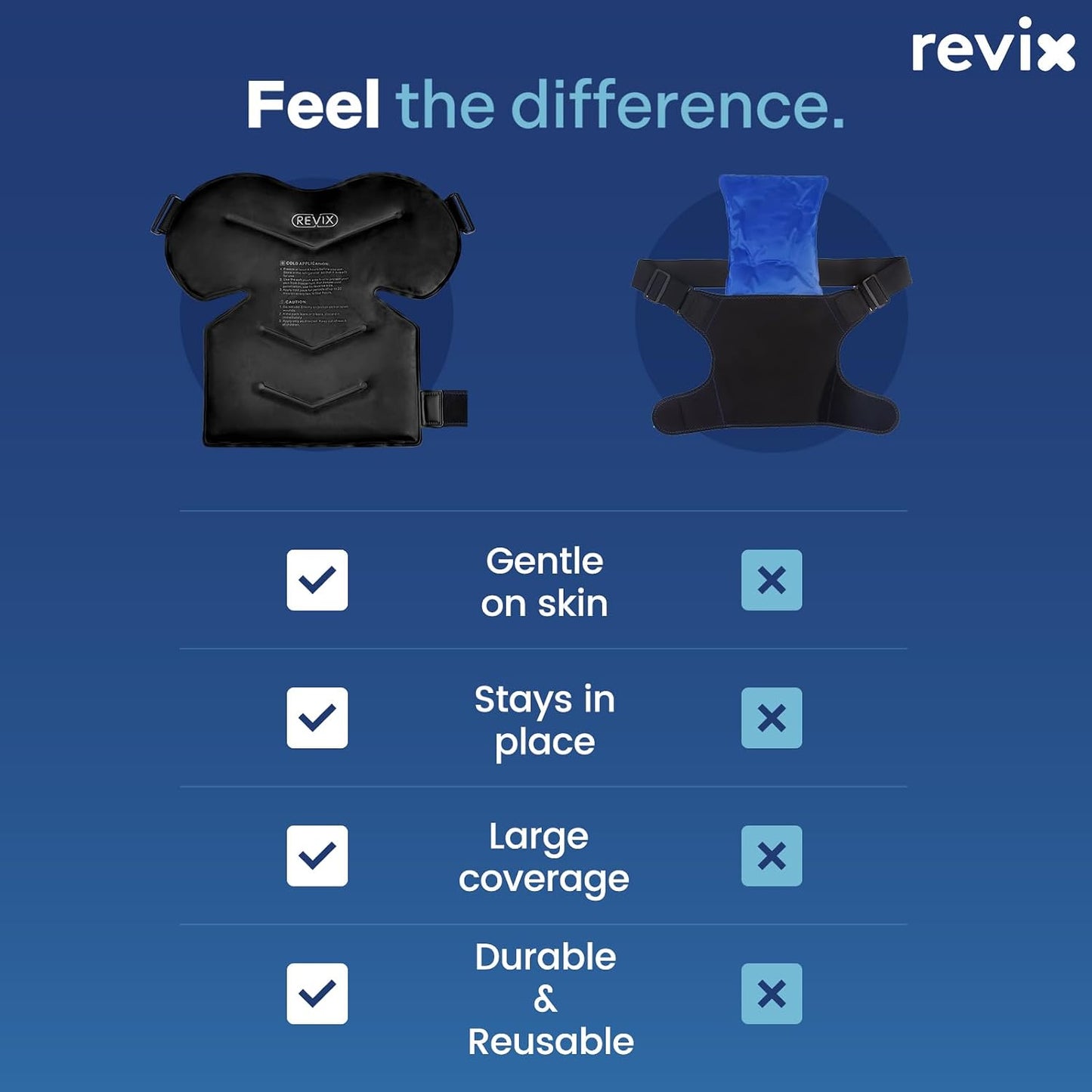 REVIX Shoulder Ice Pack for Rotator Cuff Cold Therapy, Arm Gel Ice Pack for Injuries Reusable, Flexible Cold Compression Wrap for Post-Workout Recovery, Fatigue and Shoulder Discomfort, Blue