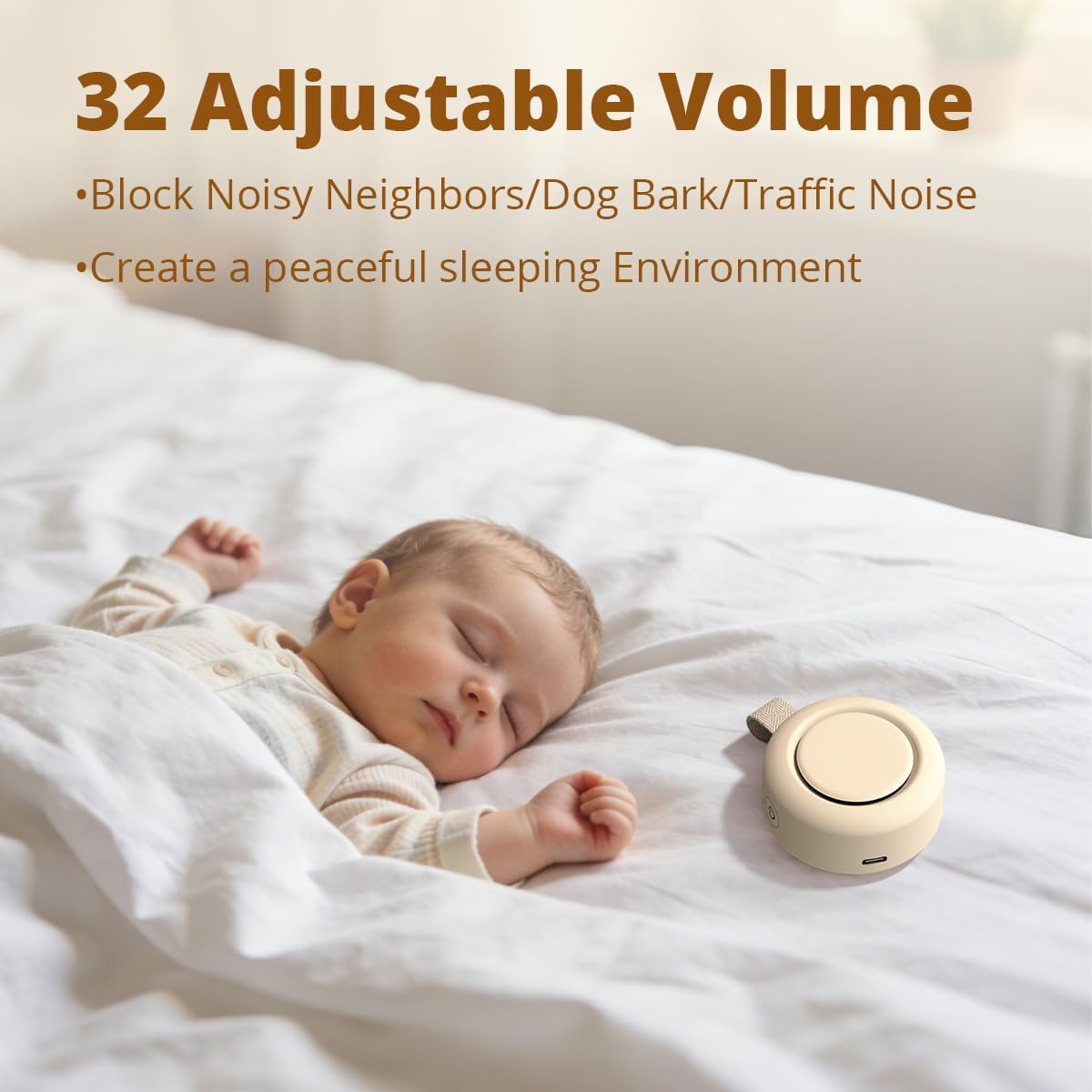 Portable White Noise Sounds Machine Car Seat Stroller Baby Shushing Soother 30 Soothing Sounds for Baby Kids Adults Pets 4 Timers Memory Function Brown Pink Noise Sleep Machine for Home Travel Office