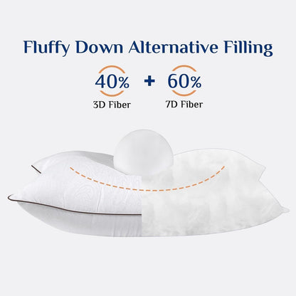 JOLLYVOGUE Pillows Standard Size Set of 2, Cooling and Supportive Pillows Full Size Set of 2 for Side and Back Sleepers, Down Alternative Hotel Collection Sleeping Pillow