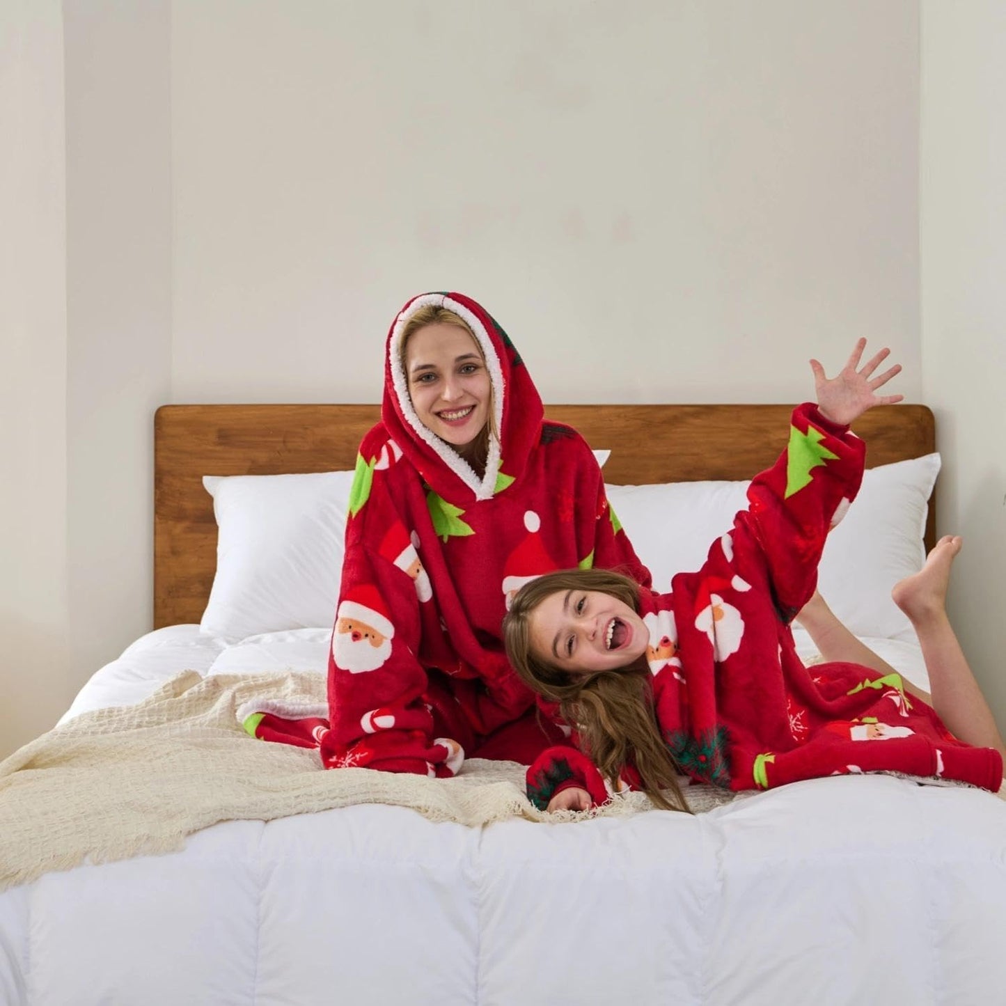 Wearable Blanket Sweatshirt Gifts for Women and Men, Warm and Cozy Giant Blanket Hoodie, Thick Flannel Blankets with Sleeves and Giant Pocket - Light Grey