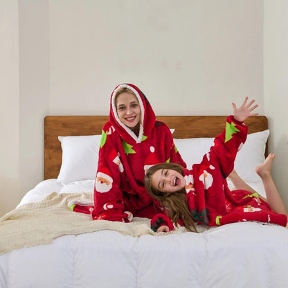 Wearable Blanket Sweatshirt Gifts for Women and Men, Warm and Cozy Giant Blanket Hoodie, Thick Flannel Blankets with Sleeves and Giant Pocket - Light Grey