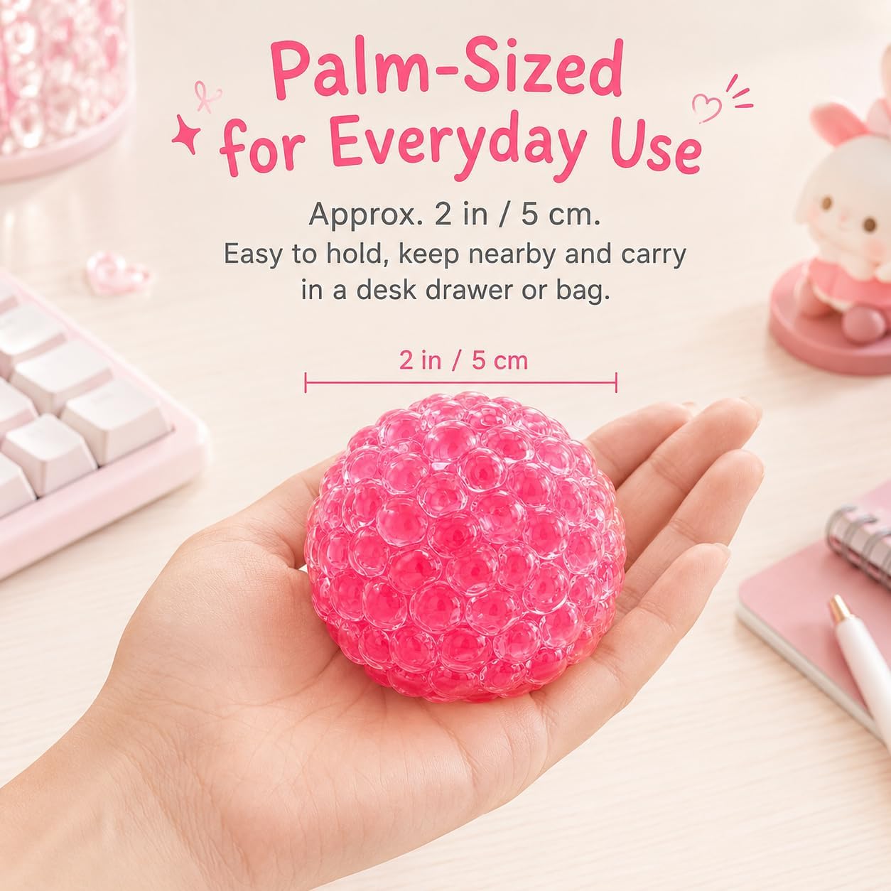 Handmade Stress Relief Balls for Adults, Soft Squeeze Fidget Toy with Rustling Sound, Portable Sensory Desk Toy for Office and Home (1 Blue)