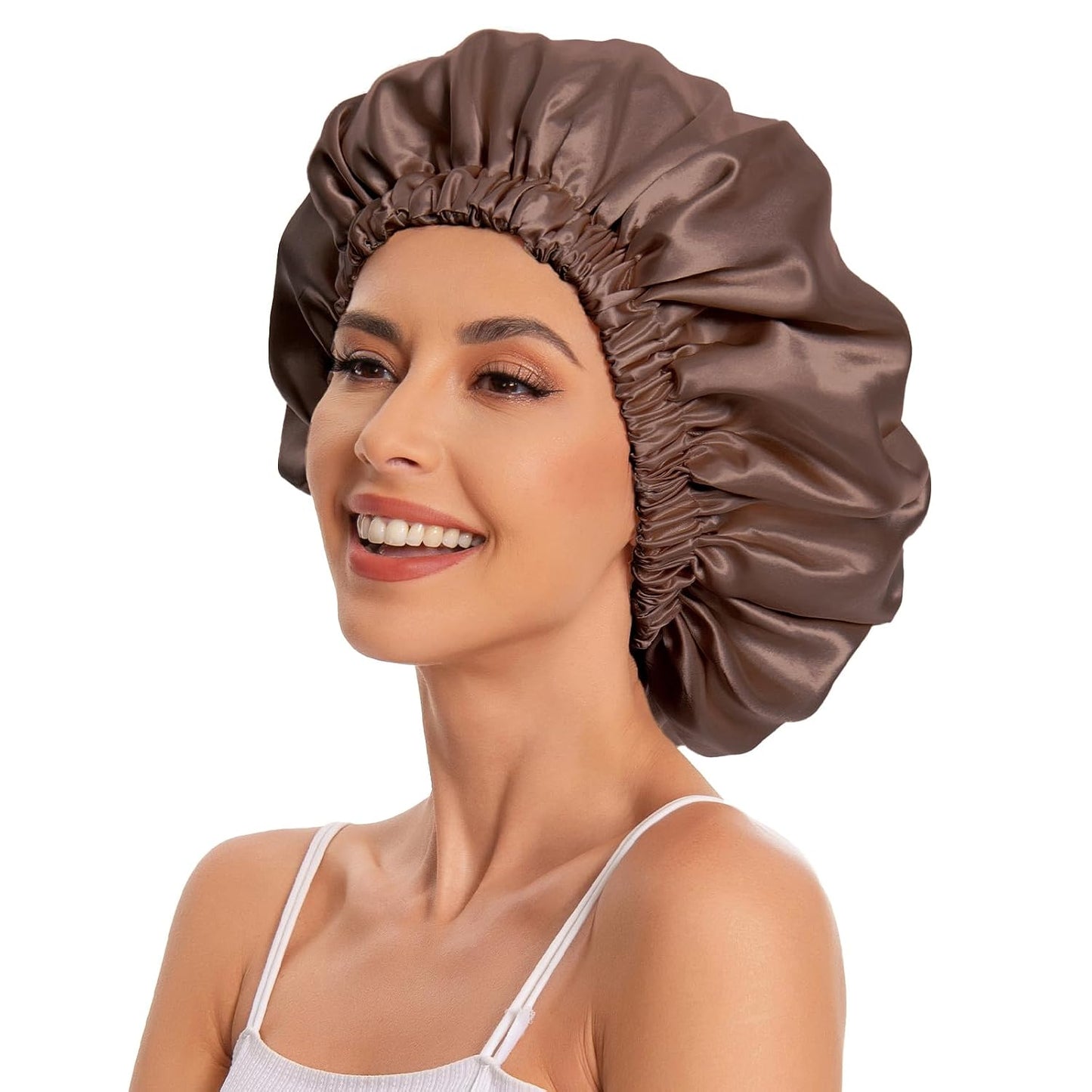 Satin Bonnet Silk Bonnet Hair Bonnet for Sleeping-Slouchy Beanie Hat Satin Sleep Cap for Women's Natural & Curly Hair(Blue Zircon)