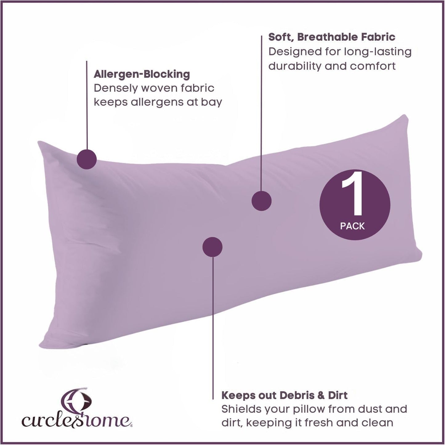 CirclesHome Pillow Protectors 4 Pack Standard Zippered - 100% Cotton Breathable Pillowcases - Protects Pillows from Dirt, Dust and Debri (Standard - Set of 4 - 20x26)