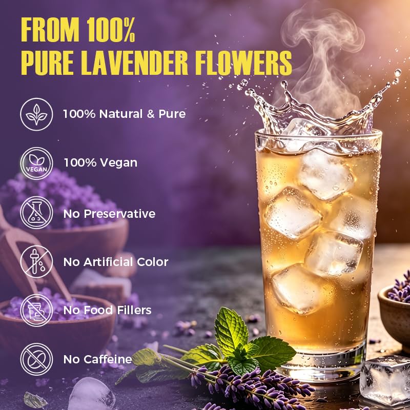 Lavender Tea Bags, 40 Count, 2.82 oz (80g), Corn Fiber Pyramid Sachets