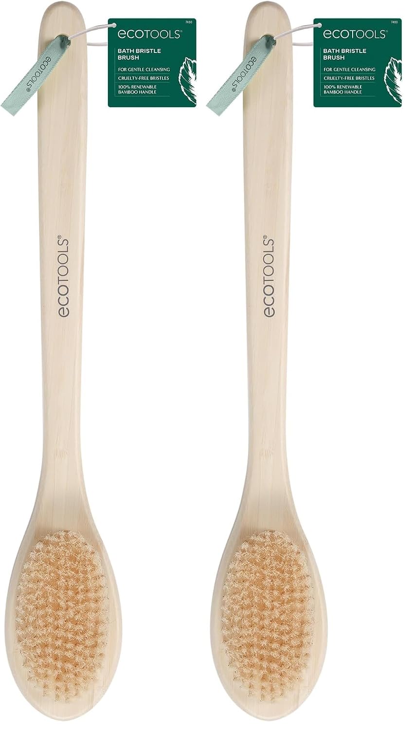 EcoTools Bath Bristle Brush, Bath Brush with Long Handle, Cleanse Back & Hard-to-Reach Areas, Eco Friendly Shower Brush for Exfoliating, Cruelty Free Nylon Bristles, Vegan, 1 Count