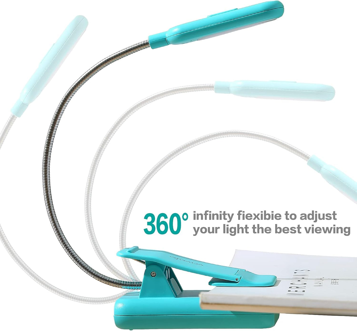 VAVOFO Clip On Book Light for Bed Kids, 7 LED Reading Light with 9-Level Warm Cool White Daylight, Eye Care Lamp with Power Indicator for Bookworms (Blue)
