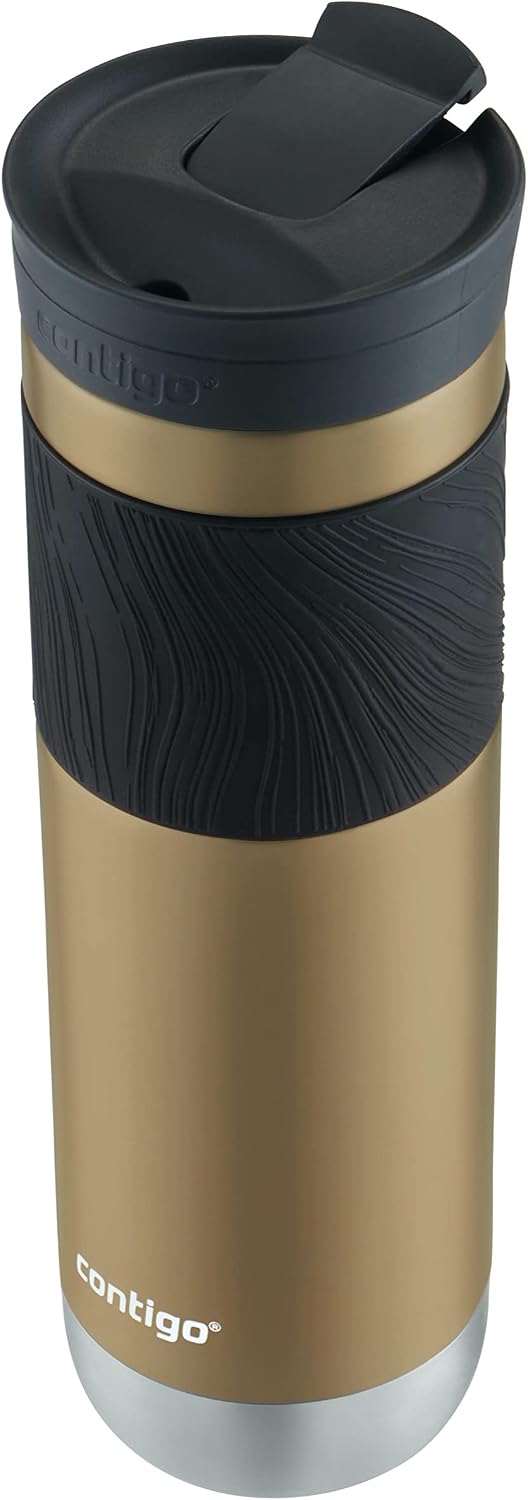 Contigo SNAPSEAL Insulated Stainless Steel Travel Mug with Grip 20oz. Blue Corn Transparent Satin & Midnight Berry