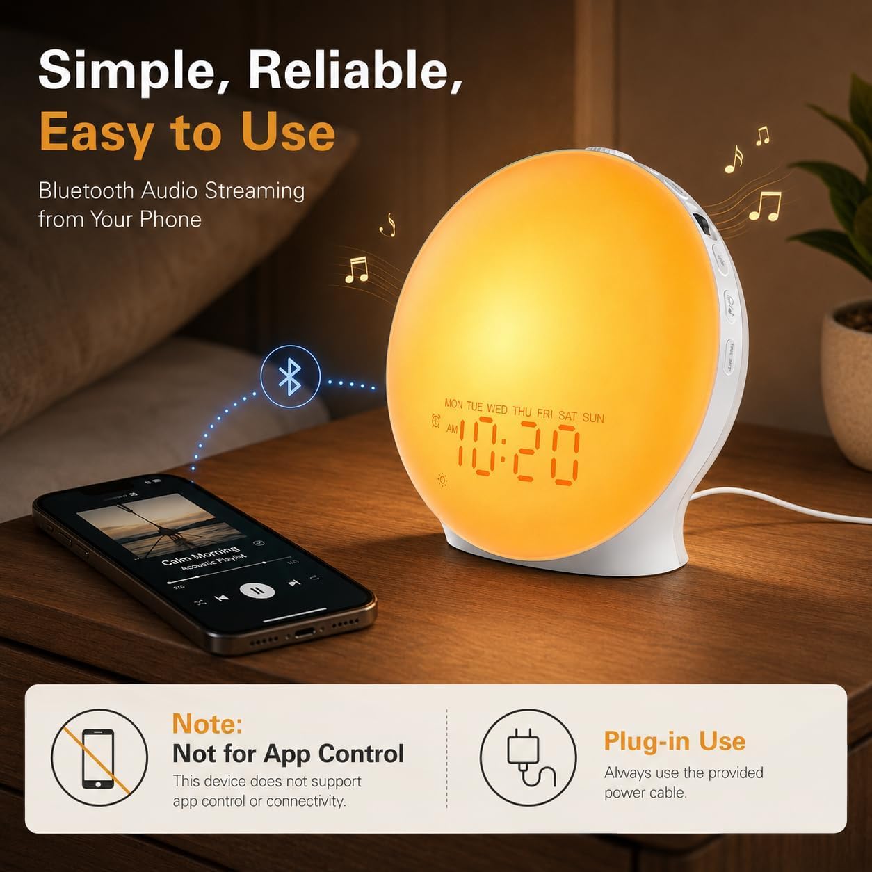 JALL Sunrise Alarm Clock White Noise Machine with 25 Nature Sleep Sounds, Fully Dimmable Clock for Bedrooms, Heavy Sleepers, 17 Light Modes, Bluetooth Speaker