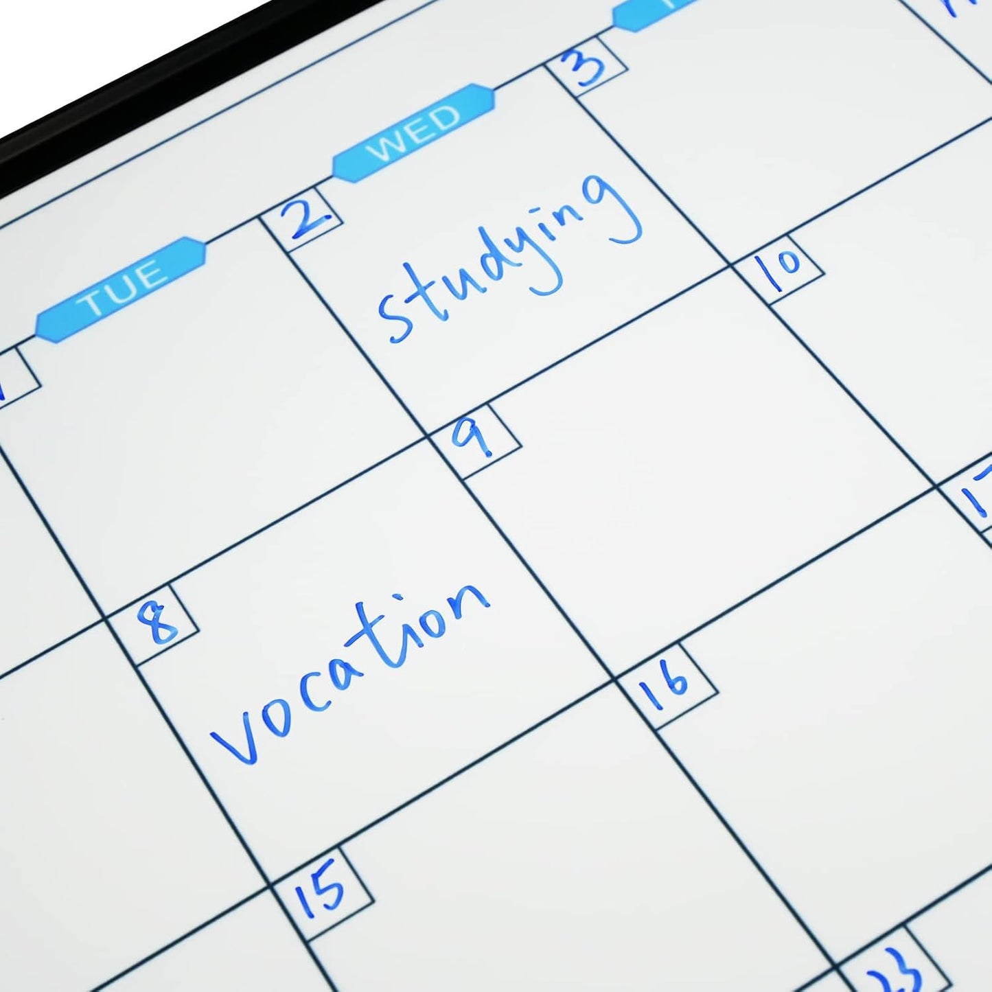 JILoffice Magnetic Calendar Whiteboard & Bulletin Corkboard Combination, Combo Board 24 x 18 Inch, Black Aluminum Frame Wall Mounted Board for Office Home and School with 10 Push Pins