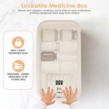 Small Lock Box, Lockable Storage Box with Combination Code for Medication Safe, Medicine Lock Box for Pills/First Aid Kits/Food/Snack Phone Jail, Locked Container for Home/Fridge/Office/School (Pink)