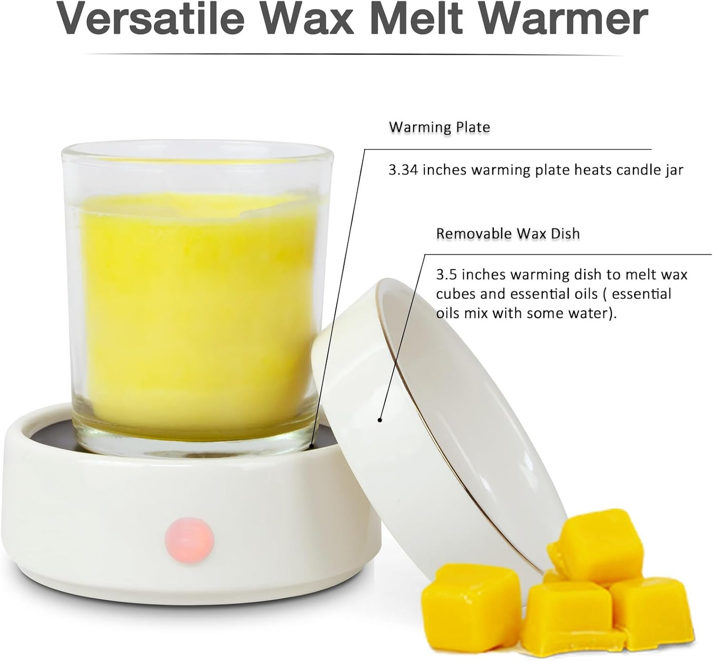 Candle Wax Melt Warmer with Safety Timer Auto Shut-Off Ceramic Electric Wax Burner Melter Timer Adjust Fragrance Intensity for Scented Wax Melts Candle Jars Essential Oils Home Office Gift Decor