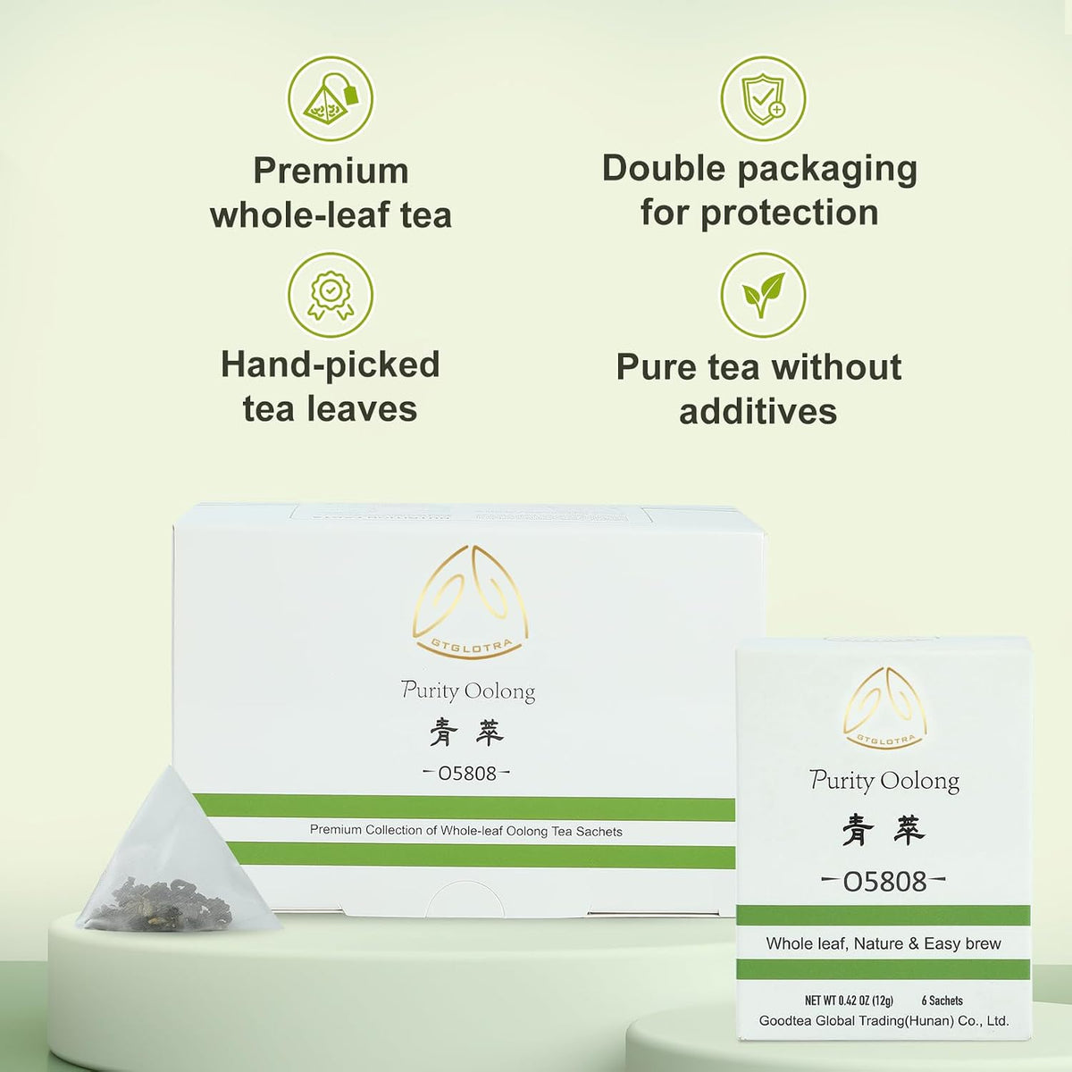 GTGLOTRA Oolong Tea Bags, 24 Whole Leaf Tea Bag, Alternative To Caffeine, 100% Natural Pure Tea, Stress Relief Pyramid Teabags, Suitable for Gifts, Office Reception, Vegan