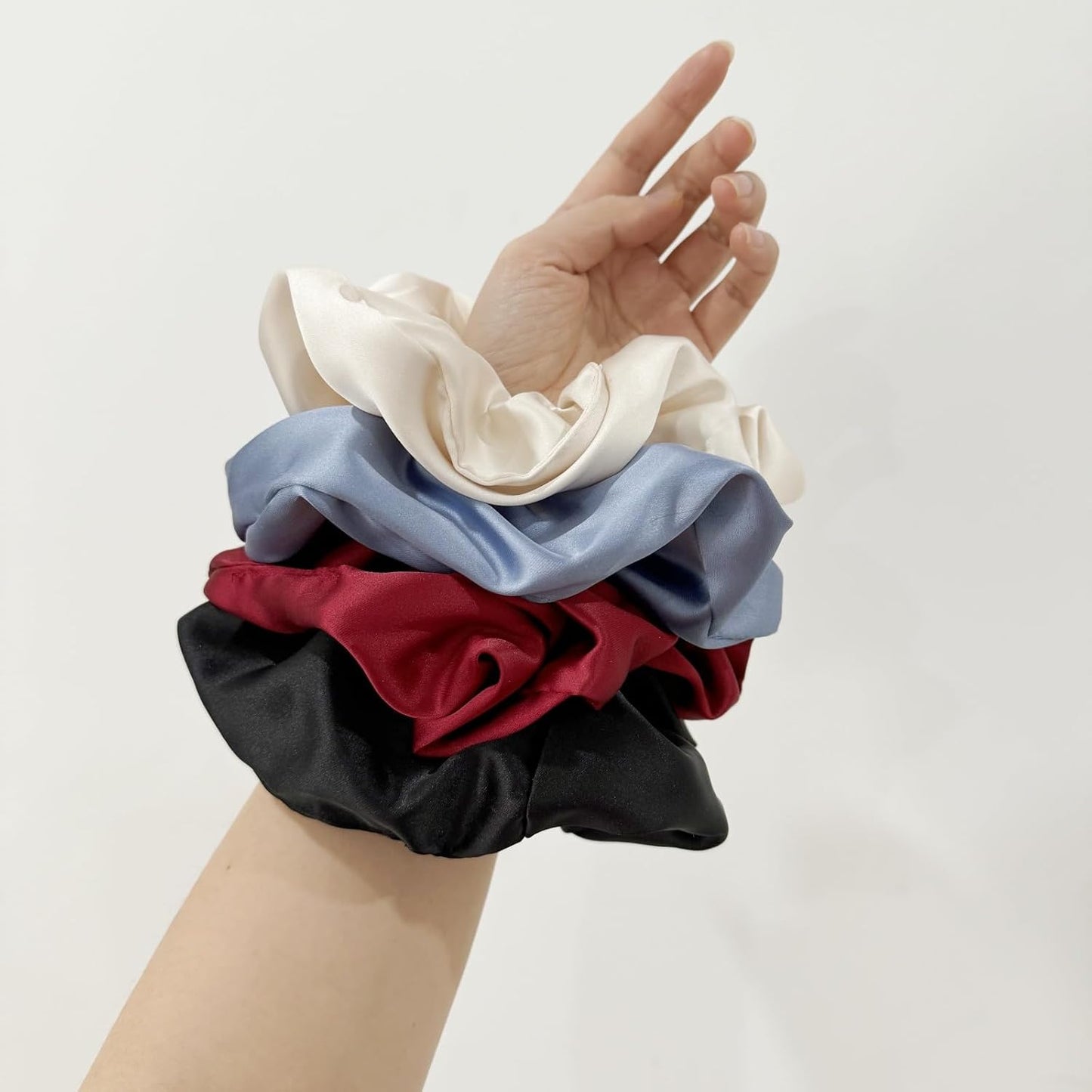 4 Pieces Jumbo Satin Silk Scrunchies for Women 7.2 Inches Large Oversize Scrunchies For Thick Hair Elastic Hair Ties (Pink Mix)