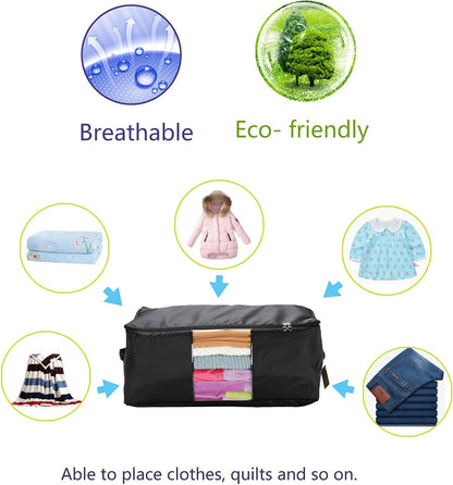 Blanket Storage Bags Pillow Bedspread Bedding Clothes Organizer Storage Containers With Zippers Breathable and Moistureproof. (Navy blue 2pcs, L)