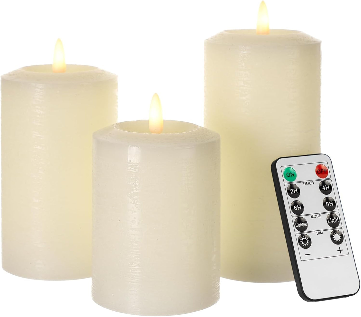 ANGELLOONG Flickering Flameless Candles, Realistic Battery Operated Candles with Remote and Timer, Set of 3 LED Candles for Fall Room Home Wedding Decor Centerpieces Table Party Christmas Decorations
