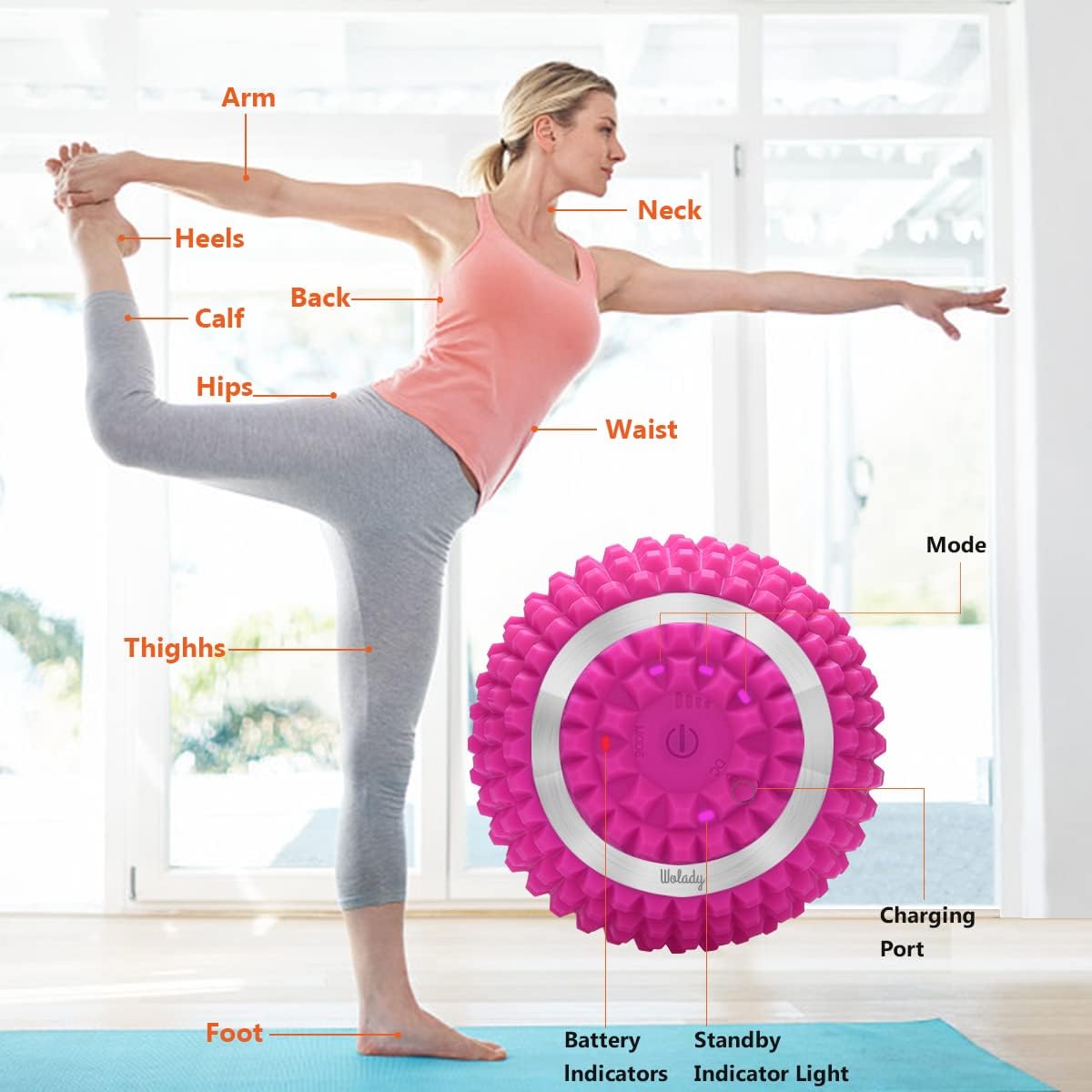 Vibrating Massage Ball 4-Speed High-Intensity Fitness Yoga Massage Roller, Relieving Muscle Tension Pain & Pressure Massaging Balls (Black)
